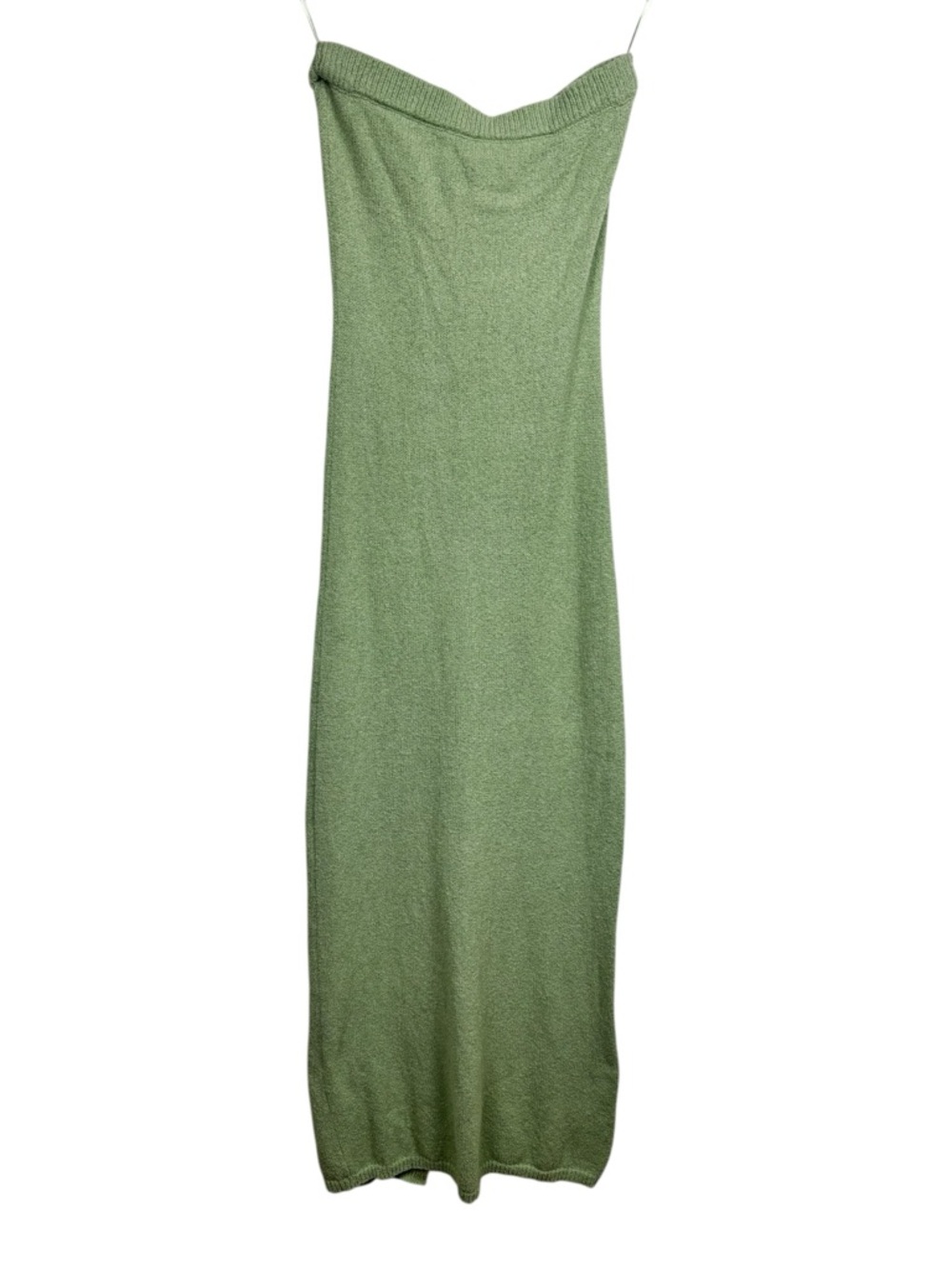 Blue Blush Knit Maxi Dress Ribbed Stretch Bodycon Sage Green L minimalist clean